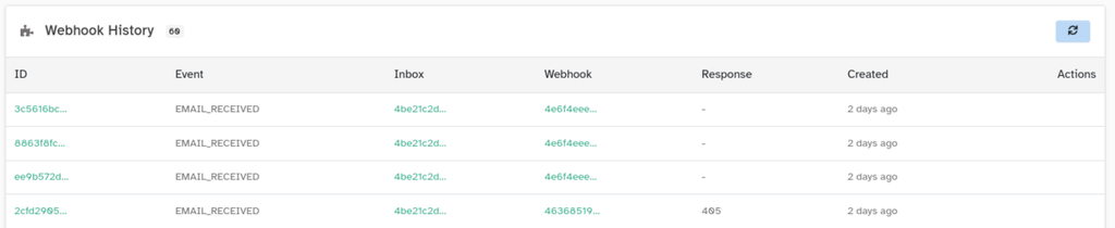 webhook history