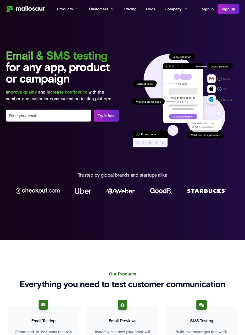 Mailosaur website screenshot