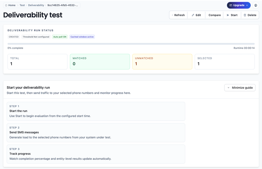 Deliverability test unmatched entities view