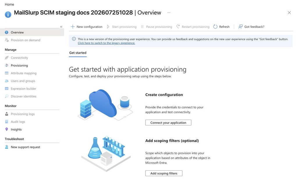 Microsoft Entra provisioning overview with the connect application action