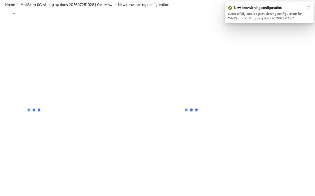 Microsoft Entra provisioning configuration created successfully