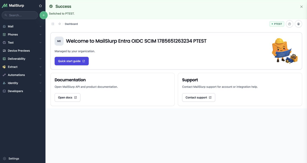Microsoft Entra OIDC and SCIM setup for MailSlurp environments article preview