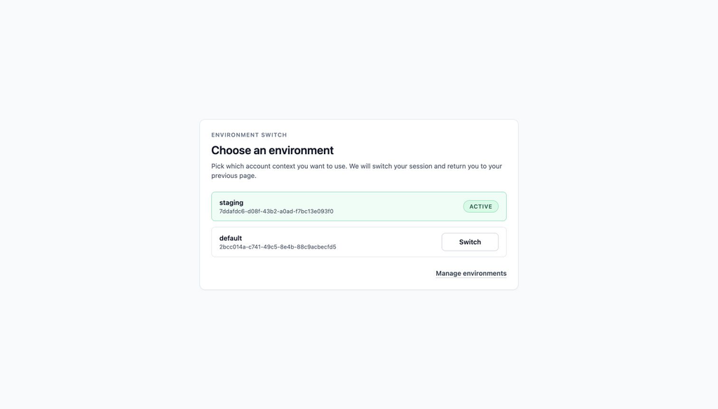 MailSlurp environment switcher for a staging-only Okta user