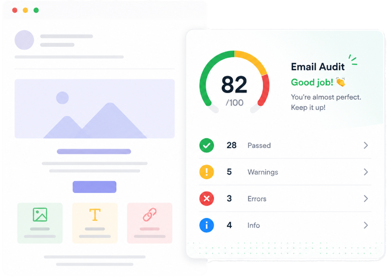 MailSlurp email audit identifying content, image, and link problems