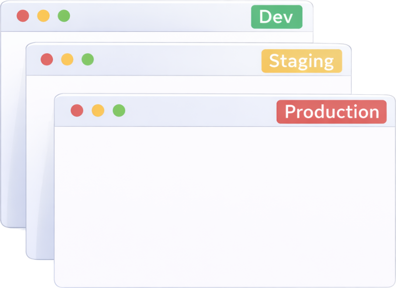 Development, staging, and production MailSlurp environments