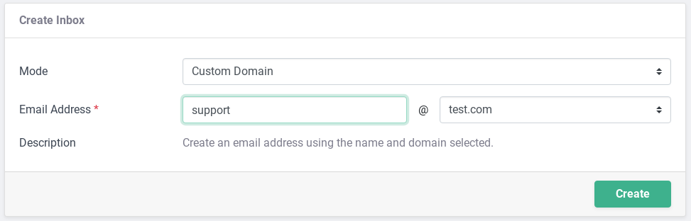 MailSlurp dashboard inbox creation