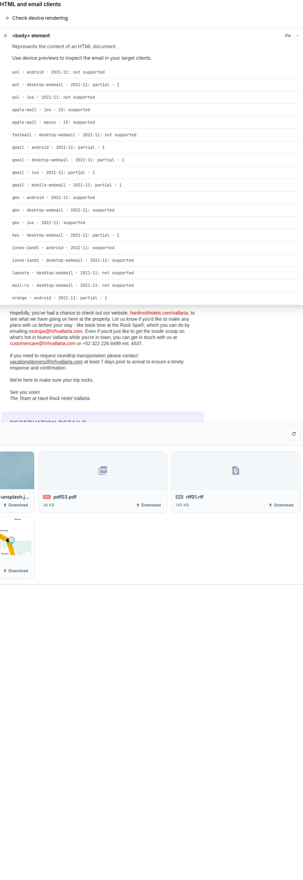 Detected features
