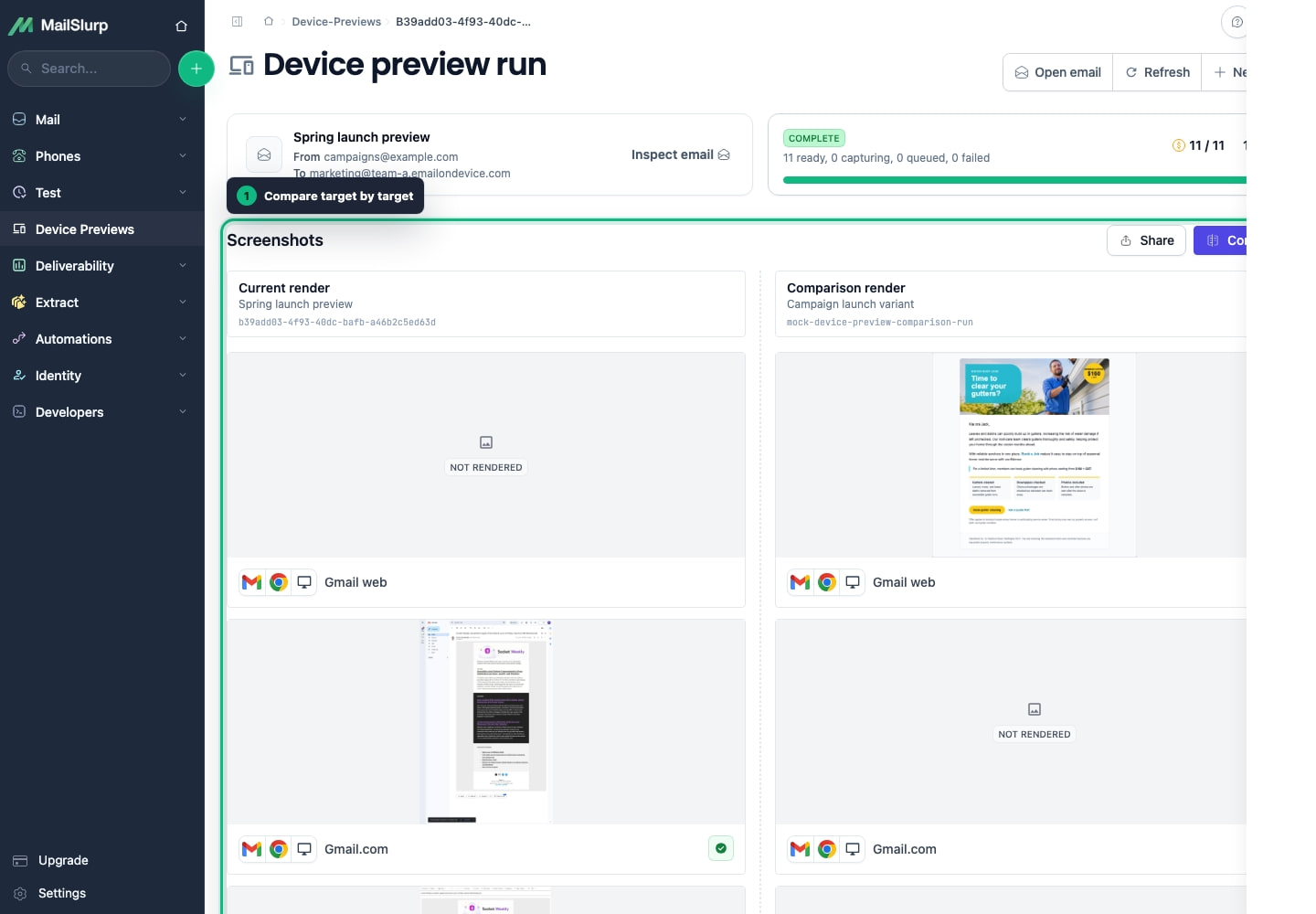 MailSlurp email renders compared across mailbox clients