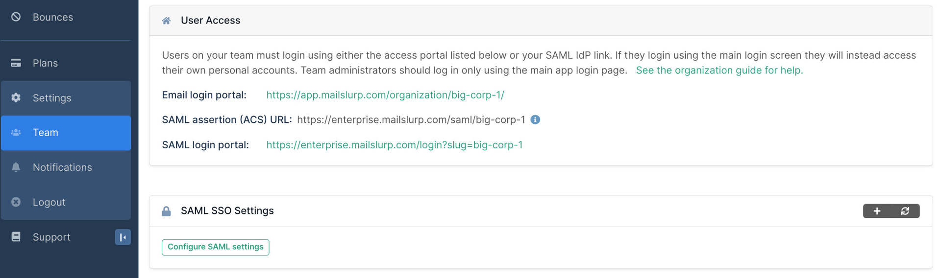 SAML access
