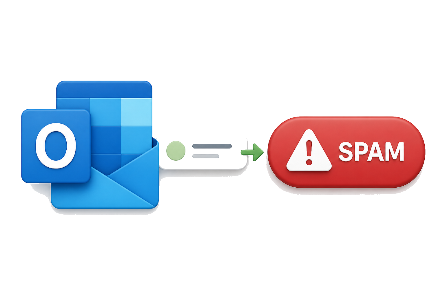 Outlook placement result showing an email delivered to spam