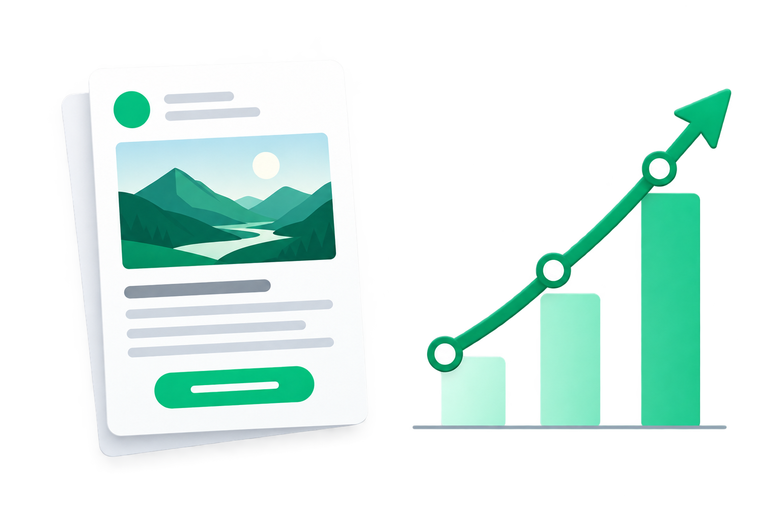 Tested Mailchimp email beside a rising conversion chart