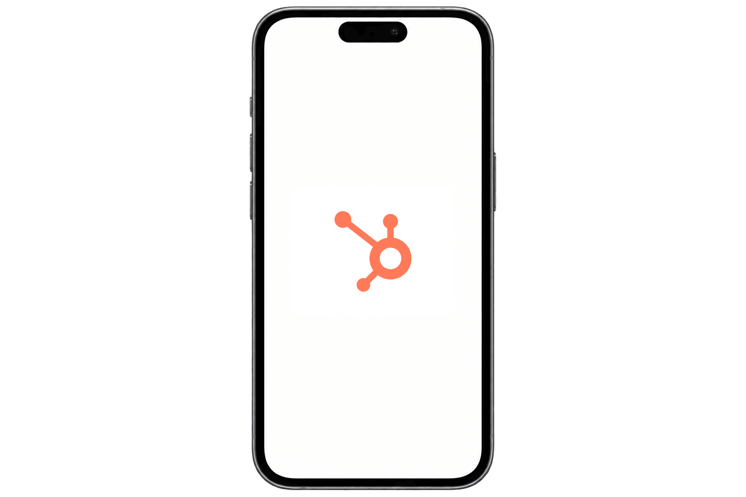 HubSpot logo displayed on an iPhone