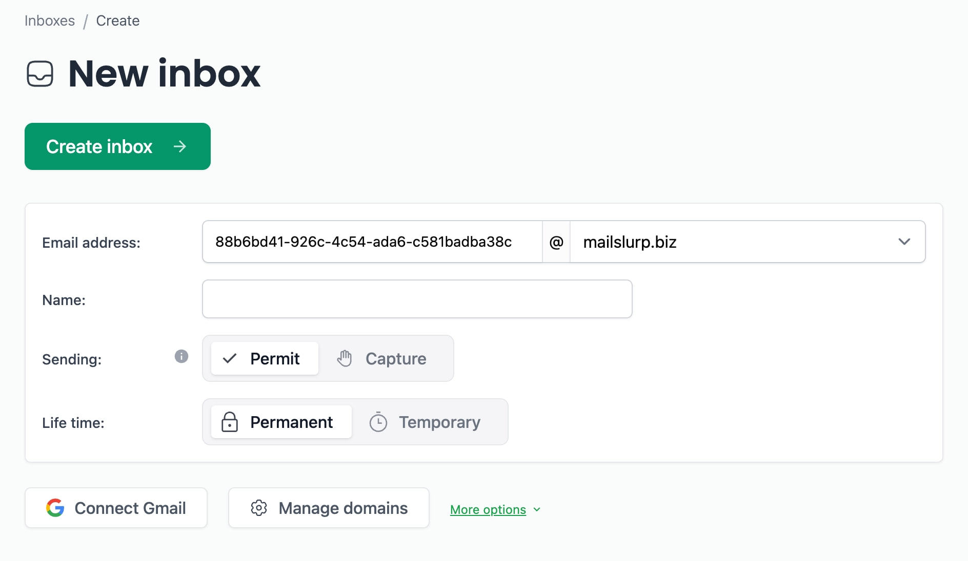 Create inboxes