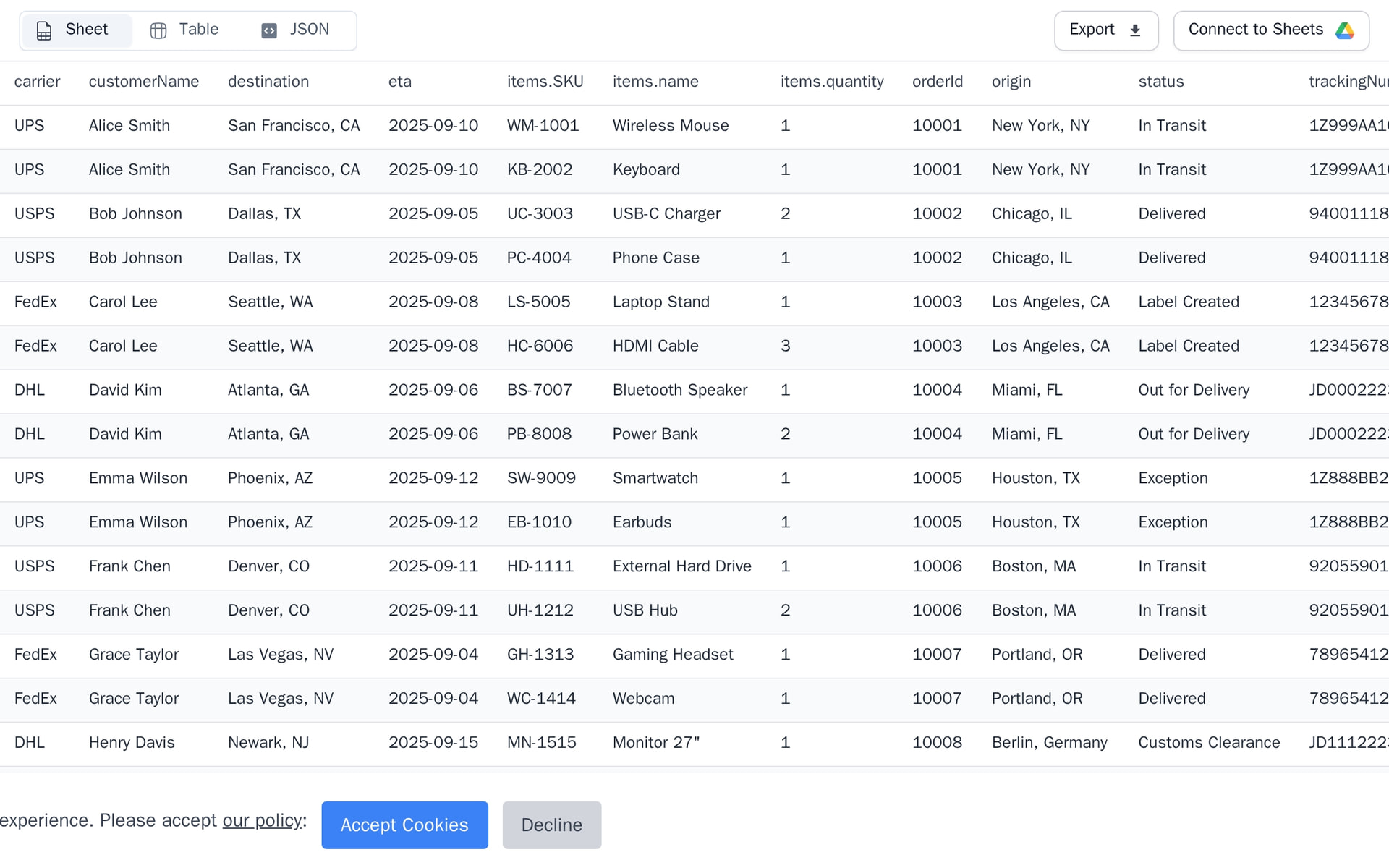 Structured extraction output from inbound emails in MailSlurp